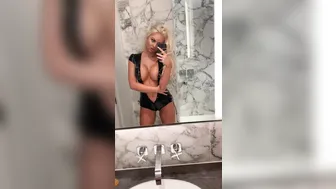 babetribepage onlyfans busty naughty babe caresses shaved pussy