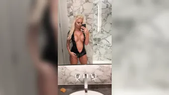babetribepage onlyfans busty naughty babe caresses shaved pussy