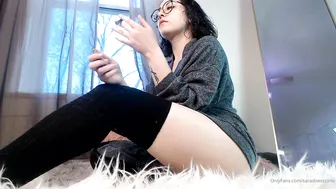 saradoesscience onlyfans pretty chick fucks pussy with black dildo