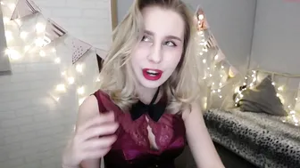 mightymia openwork blonde erotically moving in front of the camera