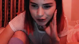 poly_redhot busty lady masturbates shaved pussy