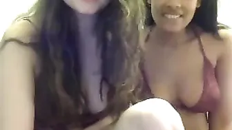 2girl1dorm cute lady spins happily in front of the webcam and shines with all the charms