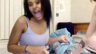 2girl1dorm cute chick jerking her pussy with a phallus
