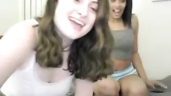 2girl1dorm gorgeous blonde caresses boobs