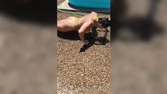 queenkarma69 blonde slut caresses shaved cunt