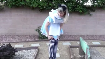 msjamiefoster tiny in a mask caresses the vagina