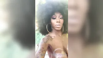 ebony mystique busty wench cums after handjob