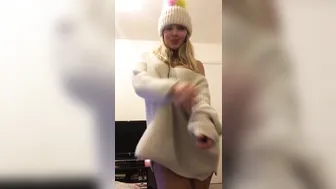 bethundressed black-haired beauty communicates in fries