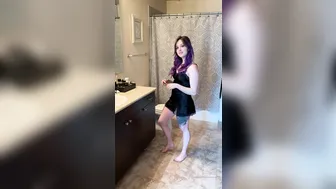 lil busty bitch in stockings masturbating with fingers