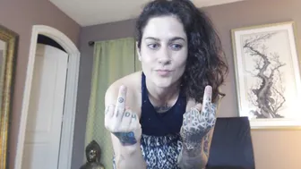 Erin Marie O'Keefe aka Goddess Green Eyed cute lady caresses shaved cunt