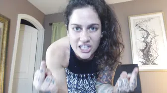 Erin Marie O'Keefe aka Goddess Green Eyed cute lady caresses shaved cunt