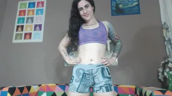 Erin blonde takes off her stockings and daubs