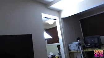 undercoversluts hot bitch caresses shaved cunt