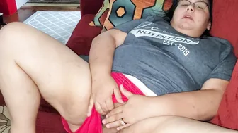 SoyumiSweets red-haired bitch jerks off pussy with sex toy