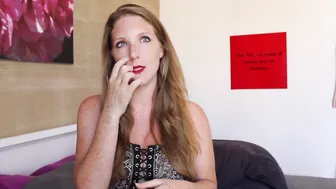 Littleredheadlisa shy slut caresses shaved cunt