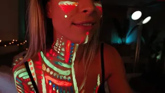 ocicat busty chick caresses shaved foil