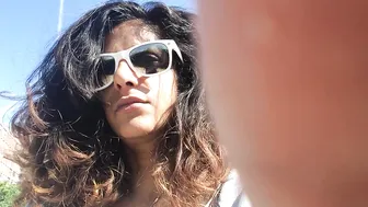 Bossy mysterious goddess gently caresses her ass with her fingers