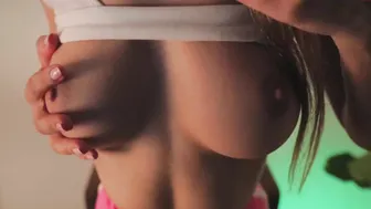 wild_schoolgirl blonde with tattoo caresses huge boobs