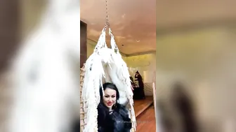 Emily Balfour masturbating with a tampon in pussy