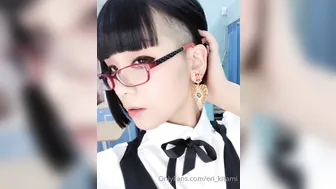 eri_kitami busty chick caresses shaved pussy