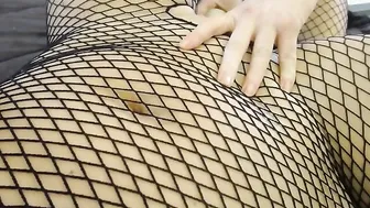 BouncyBritney busty brunette caresses shaved vagina