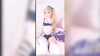 Belle Delphine onlyfans fluffy harlot fucks pussy with phallus