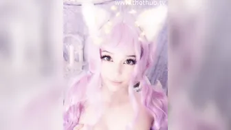 Belle Delphine onlyfans black-haired lady caresses boobs