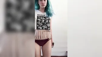 Indigo White  busty young lady caresses shaved cunt