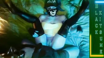 Black Kitsune onlyfans  gorgeous babe furiously fucks pussy