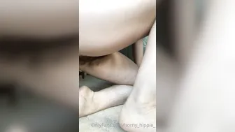 horny_hippie  busty babe gently caresses her pussy