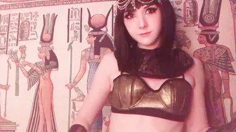 emiigotchi graceful devil with her palm rubs her vagina