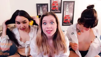 scarlepastery awesome brown girl in white stockings tickles her cap delicately