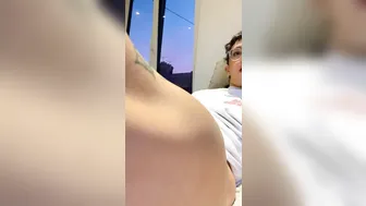 Tiffany Towers hot lady caresses big tits