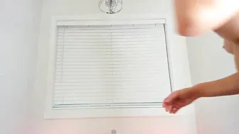 AriaO brunette in stockings shows shaved holes