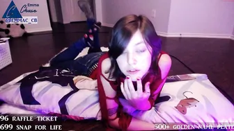 emmac teasing his gap with her middle finger