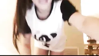 kiwikix pissing a little leaning on the back of the chair