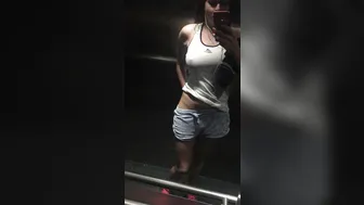Liberty Harkness  at work shows panties