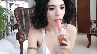 marysuz skinny bitch jerks pussy with dildo