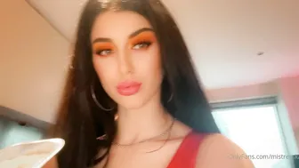 Mistress Karina cute girl masturbates cunt at the wheel