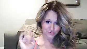 horniesthousewife Gorgeous blonde caresses boobs