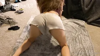 guesswhox2  openwork blonde dancing a striptease