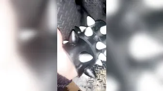 feliciavoxcosplay sexy girl in glasses coolly playing pranks with a sex toy