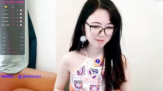 jinnloveu attractive babe caresses lips sex