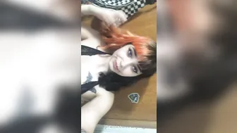 skyhighem busty young lady caresses shaved cunt