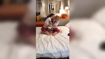 Layna Boo Curvy brunette massages milking