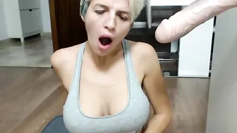 s_t_e_f_y Sexy baba in glasses coolly playing pranks with a sex toy