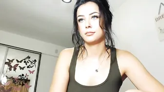 andi Shy curvy caresses shaved cunt