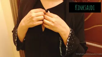 saudicouple onlyfans  pissing a little leaning on the back of the chair