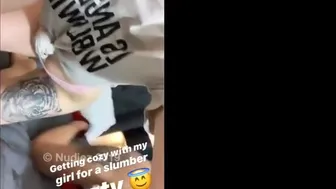 LaynaBoo aka Layna Boo aka laynaaboo onlyfans Busty slut caresses shaved pussy