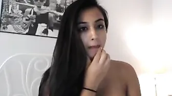 eva Cute chick caresses small tits